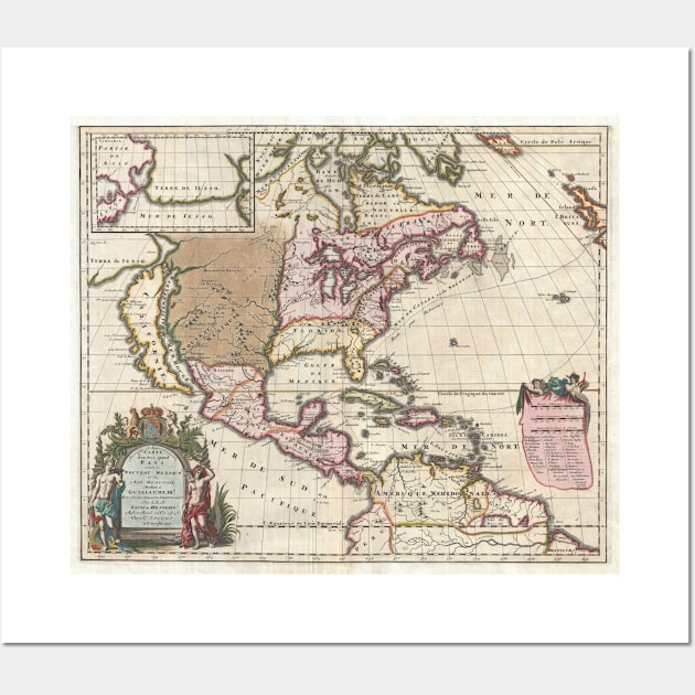 Vintage Map of The Americas (1698) Wall Art by Bravuramedia